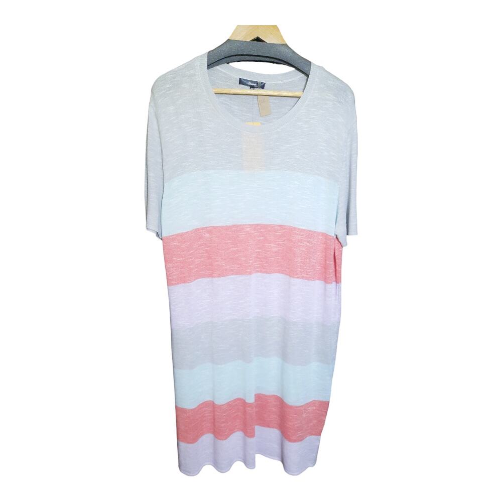 Andree' by Unit Womens Color Block Knit Tee Shirt Dress Size 3X NWT